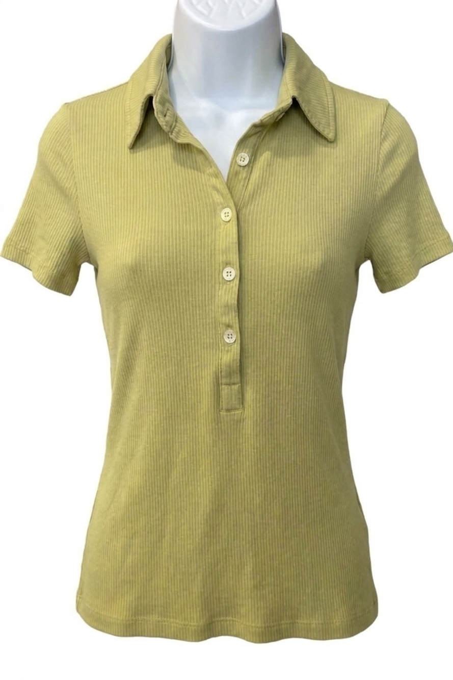 NEW MONROW women rib polo henley in willow